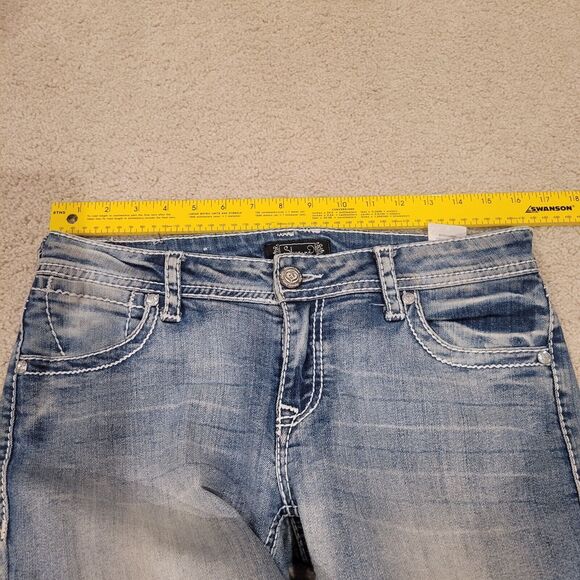 Shyanne Bootcut Western Low Rise Denim Jeans Rhinestone Embellished 32x27 - Picture 6 of 10